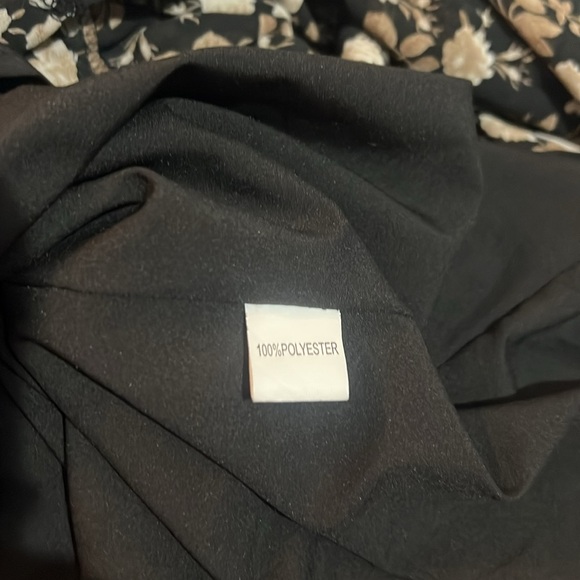 Bliss Floral Long Sleeve Dress Modest Size Large Maxi Black Brown Smocked - Picture 5 of 5